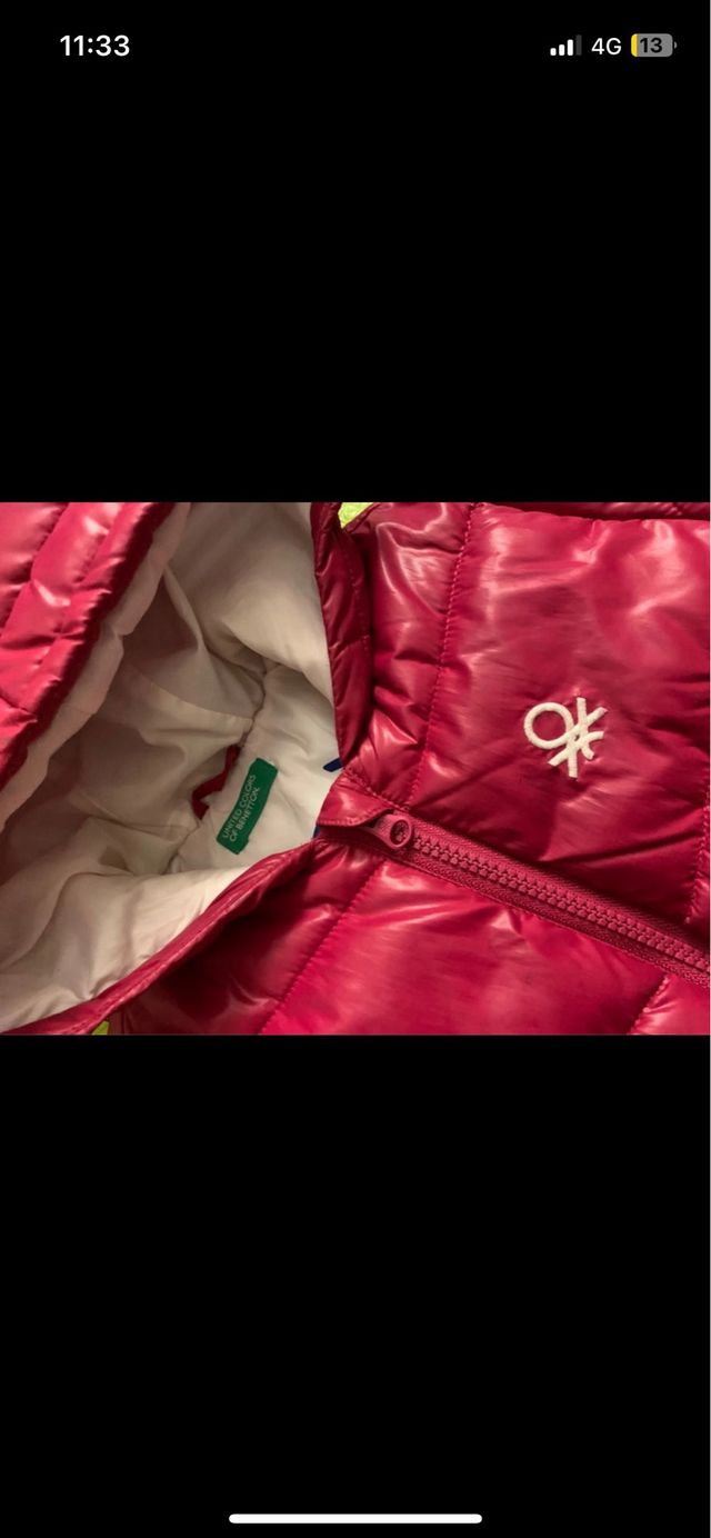 Piumino Benetton bimba fucsia con cappuccio