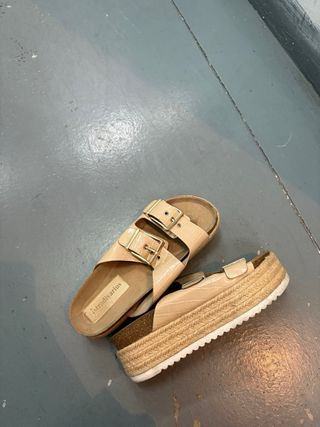 Sandalias plataforma Stradivarius beige