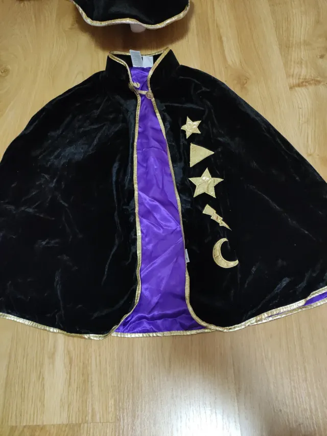 Gorro y capa brujo/hechicero 4-8 años