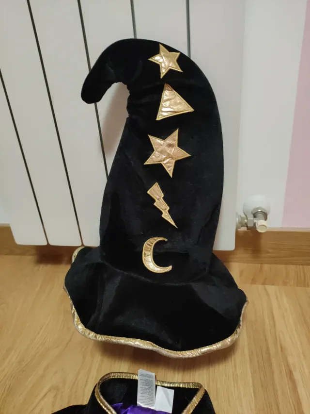 Gorro y capa brujo/hechicero 4-8 años