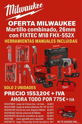 Martillo Milwaukee M18 FHX-552X + Herramientas