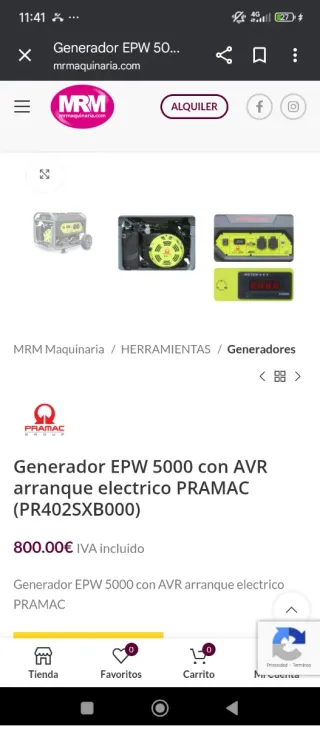 Generador Eléctrico 5000W PRAMAC vendo o cambio
