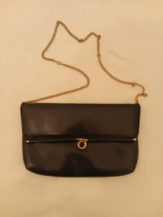 Bolso cartera piel azul y dorado