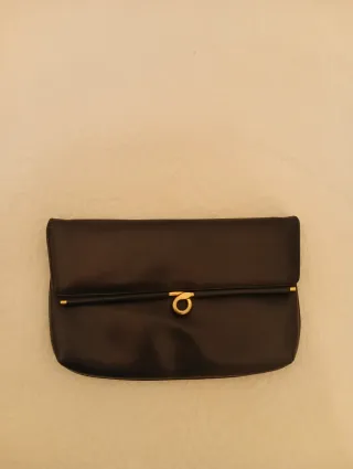 Bolso cartera piel azul y dorado