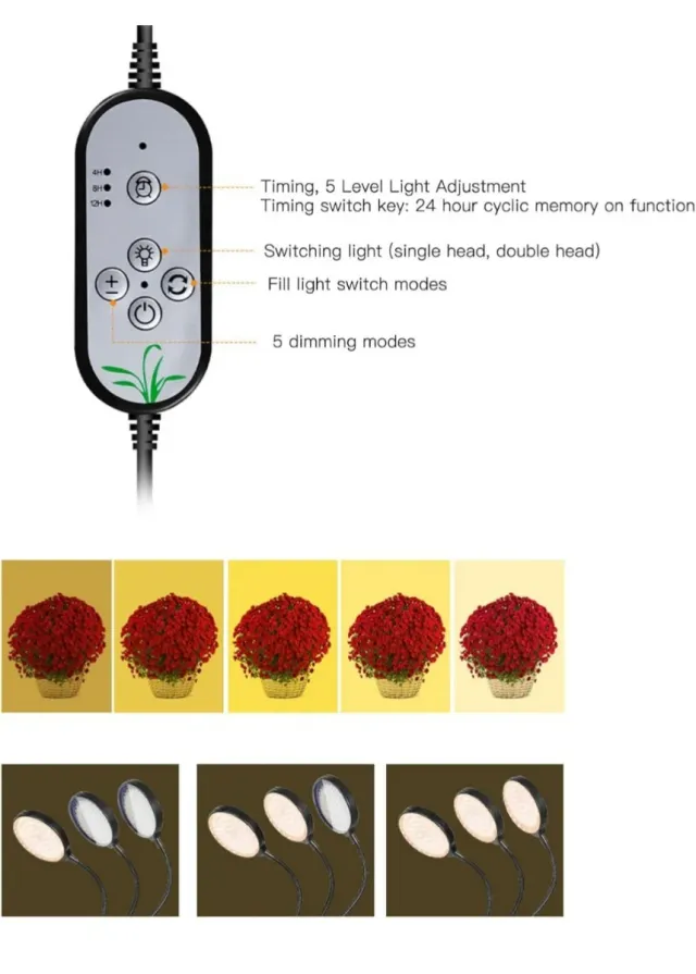 Luz LED para plantas USB flexible