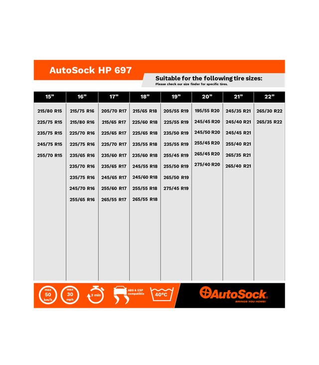 Cadenas Nieve Textiles Autosock 697 - todoterreno