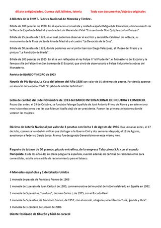 Lote antiguo. Guerra Civil Billetes Lotería Tabaco