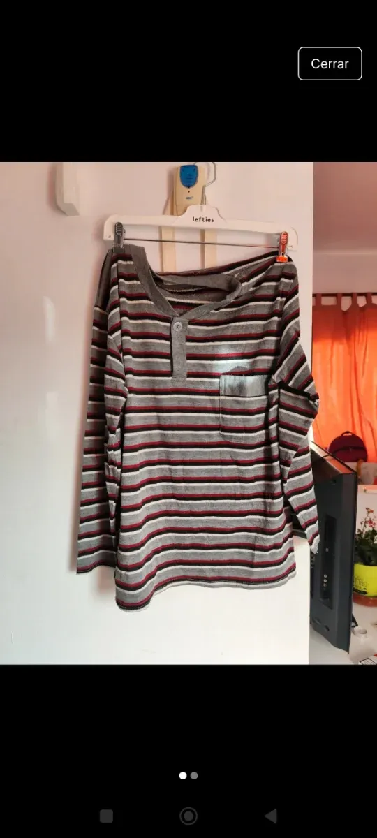 Pijama hombre rayas gris y rojo