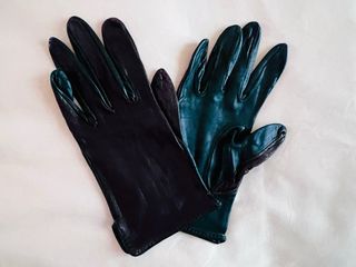Guantes de piel cortos marrón/verde