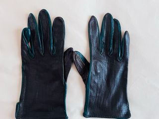 Guantes de piel cortos marrón/verde