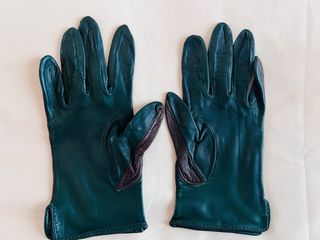 Guantes de piel cortos marrón/verde