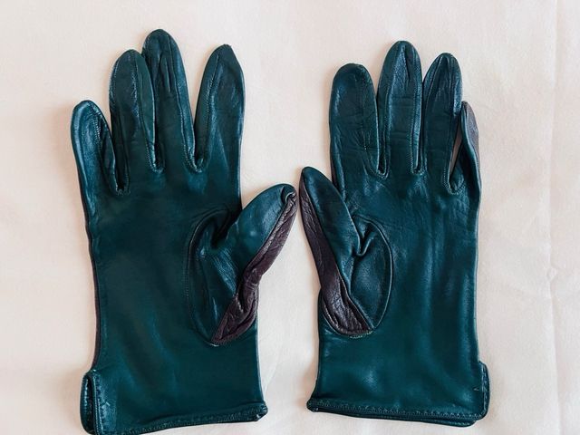 Guantes de piel cortos marrón/verde