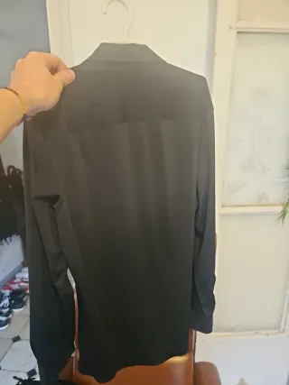 Camisa Zara Negra Manga Larga Material elastico