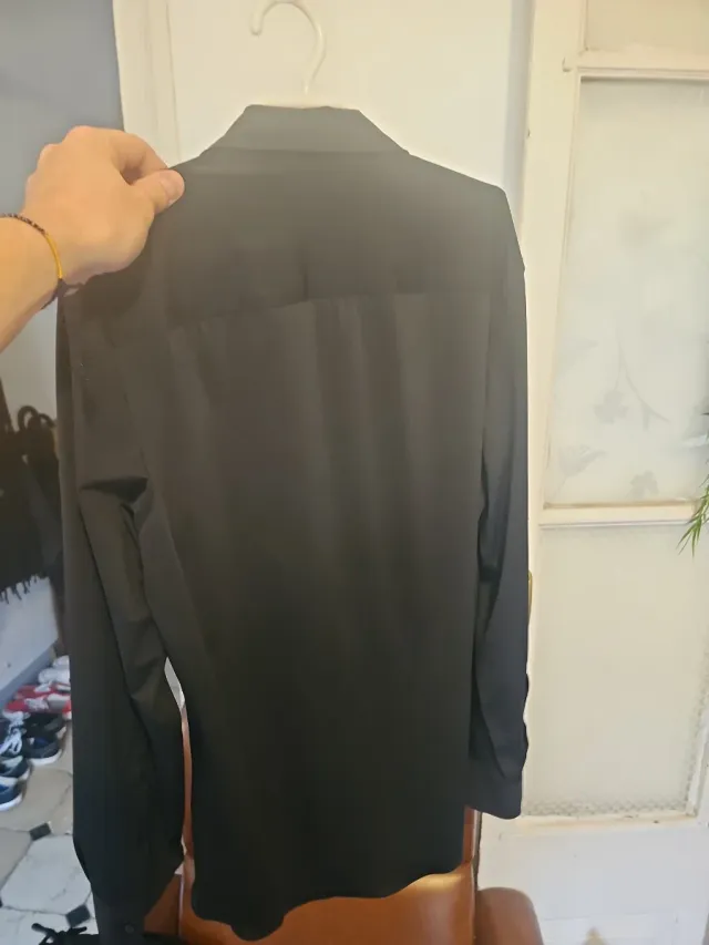 Camisa Zara Negra Manga Larga Material elastico