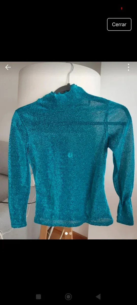 Jersey brillante cuello alto talla única