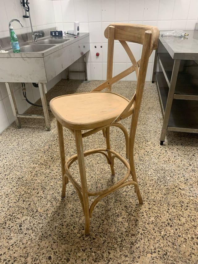 2 Sillas Taburete Madera Rústicas