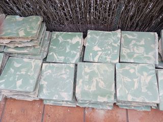 Baldosa hidráulica verde y blanco