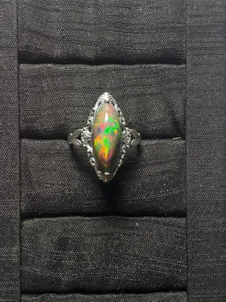 Anillo Plata 925 Ópalo Natural Marquise