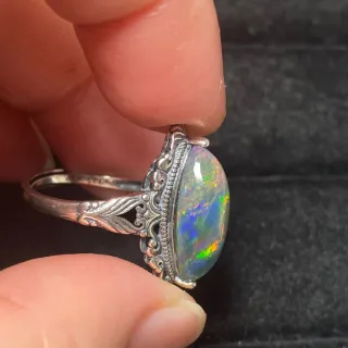 Anillo Plata 925 Ópalo Natural Marquise