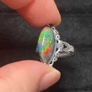 Anillo Plata 925 Ópalo Natural Marquise