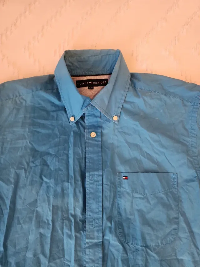 Camisa Tommy Hilfiger Azul Manga Corta