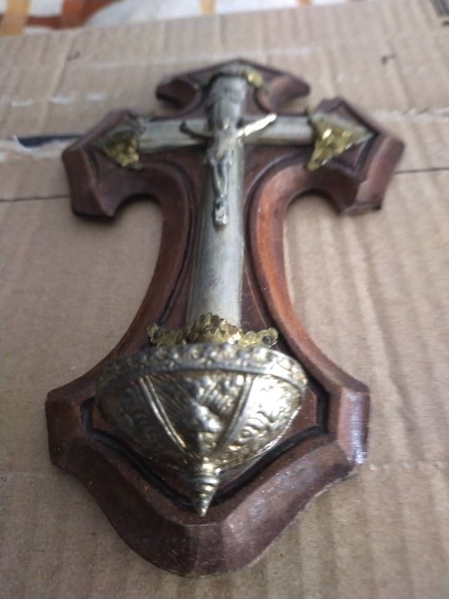 Crucifijo Bronce Baño Plata 20cm