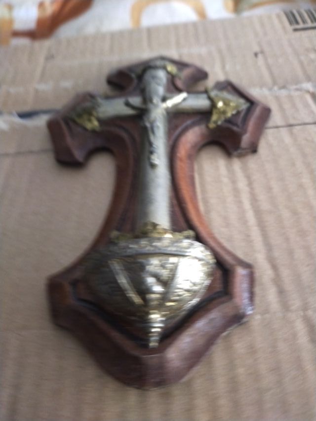 Crucifijo Bronce Baño Plata 20cm