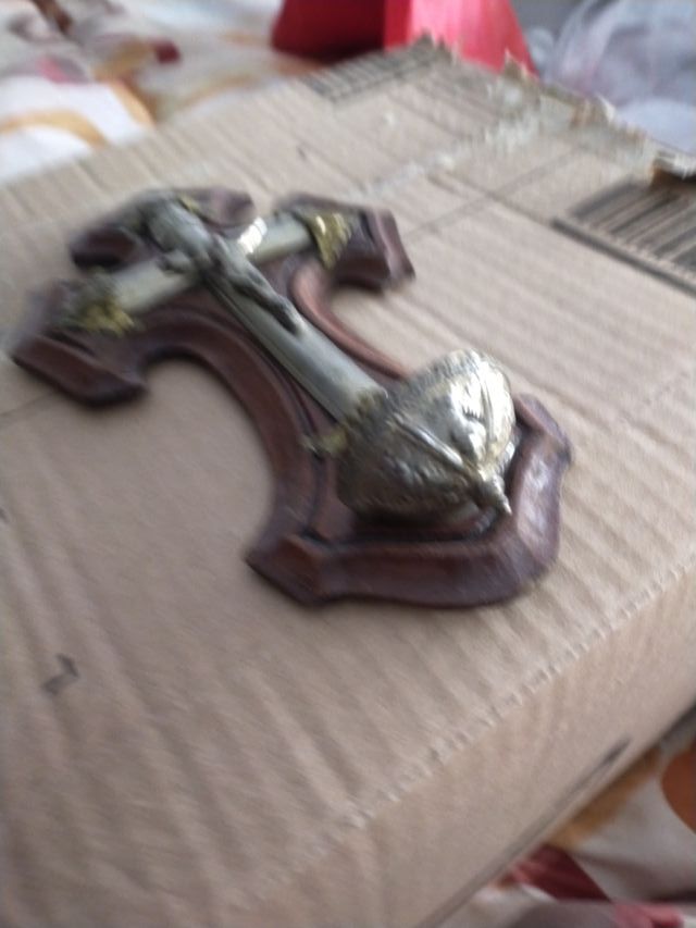 Crucifijo Bronce Baño Plata 20cm