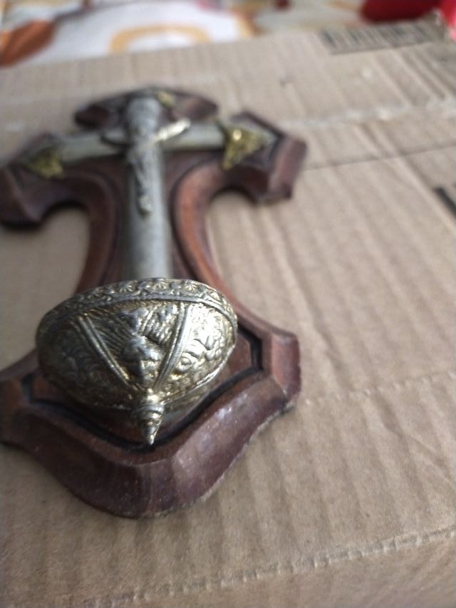 Crucifijo Bronce Baño Plata 20cm