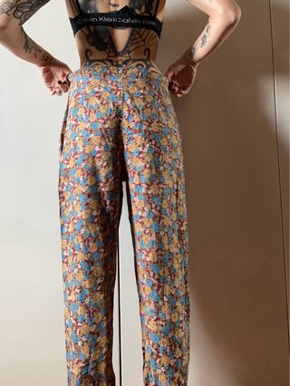 Pantaloni vintage fantasia floreale taglia L