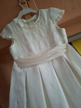 Vestido de Comunión Seda Natural Beige