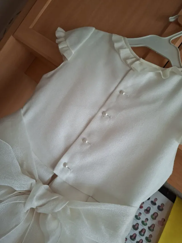 Vestido de Comunión Seda Natural Beige