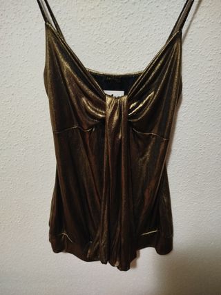 ¡REBAJA FIESTAS! Top de tirantes dorado y marrón