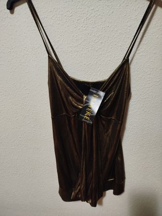 ¡REBAJA FIESTAS! Top de tirantes dorado y marrón