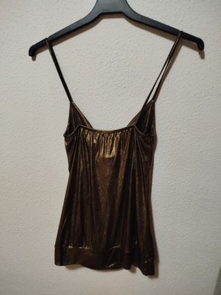 ¡REBAJA FIESTAS! Top de tirantes dorado y marrón