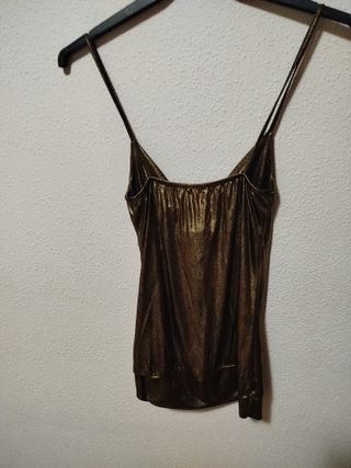 ¡REBAJA FIESTAS! Top de tirantes dorado y marrón