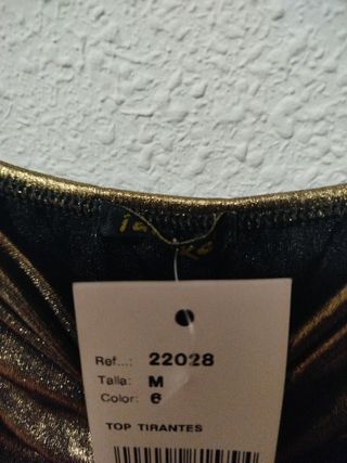 ¡REBAJA FIESTAS! Top de tirantes dorado y marrón