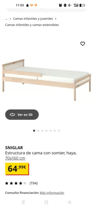 Estructura y somier cama infantil ikea