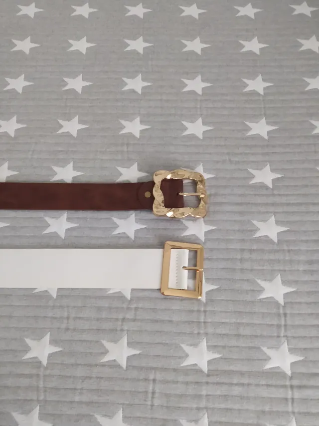 Lote 2 cinturones: marrón y blanco