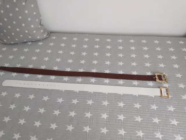 Lote 2 cinturones: marrón y blanco