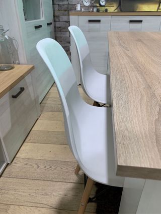 Mesa Comedor Extensible Madera y Blanca