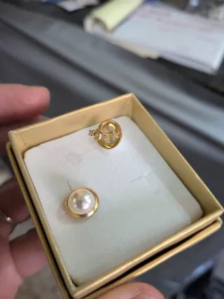 Pendientes Oro 18 Medias Perlas