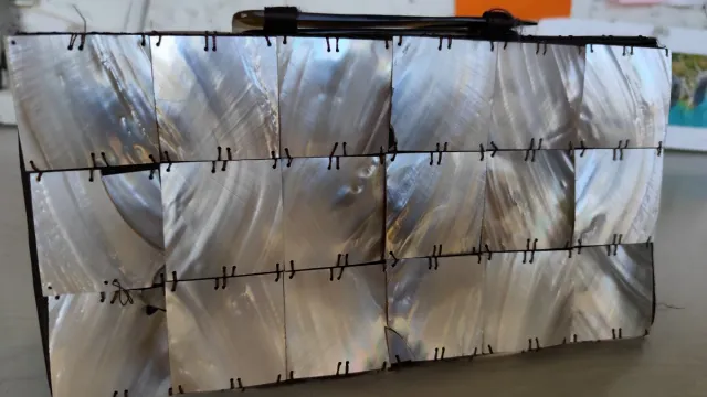 Borsa da festa madreperla beige/multicolore