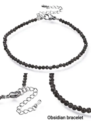 Braccialetto di Ossidiana. Perline 2~2,5 mm