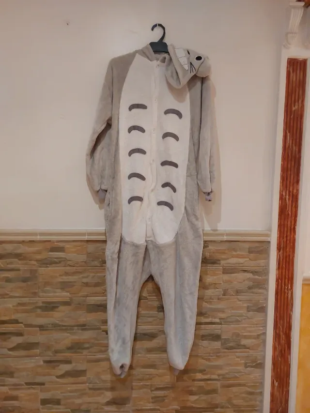 Pijama Totoro Talla Única Gris y Blanco