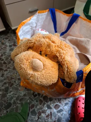 Peluche tortuga verde y perrito marrón