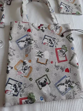 Lote Bolsos Tote y Neceser Perritos