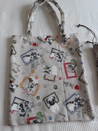 Lote Bolsos Tote y Neceser Perritos