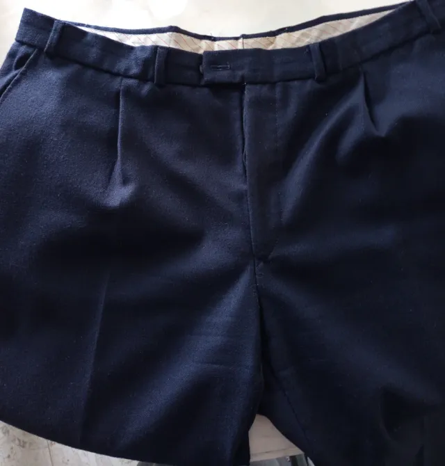 Pantalone Uomo Pura Lana Taglia 60 Blu