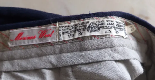 Pantalone Uomo Pura Lana Taglia 60 Blu